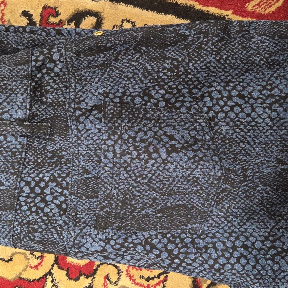 Blue Snakeskin Print Pants - Picture 2 of 5